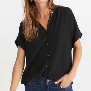 Madewell Central Drapey Shirt in True Black